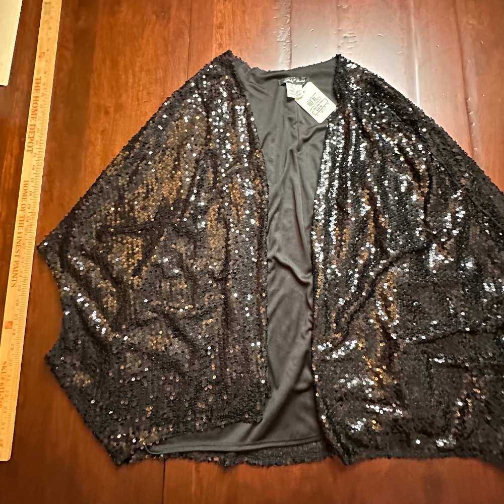 BEAUTIFUL Black SEQUIN OPEN FRONT Shrug/Cover 2X/3X SO MANY SEQUINS